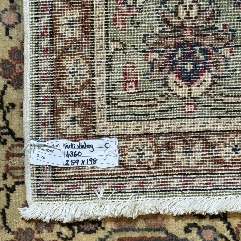 289 x 198 cm Hand-Knotted Turkish Vintage Oushak Wool Rug