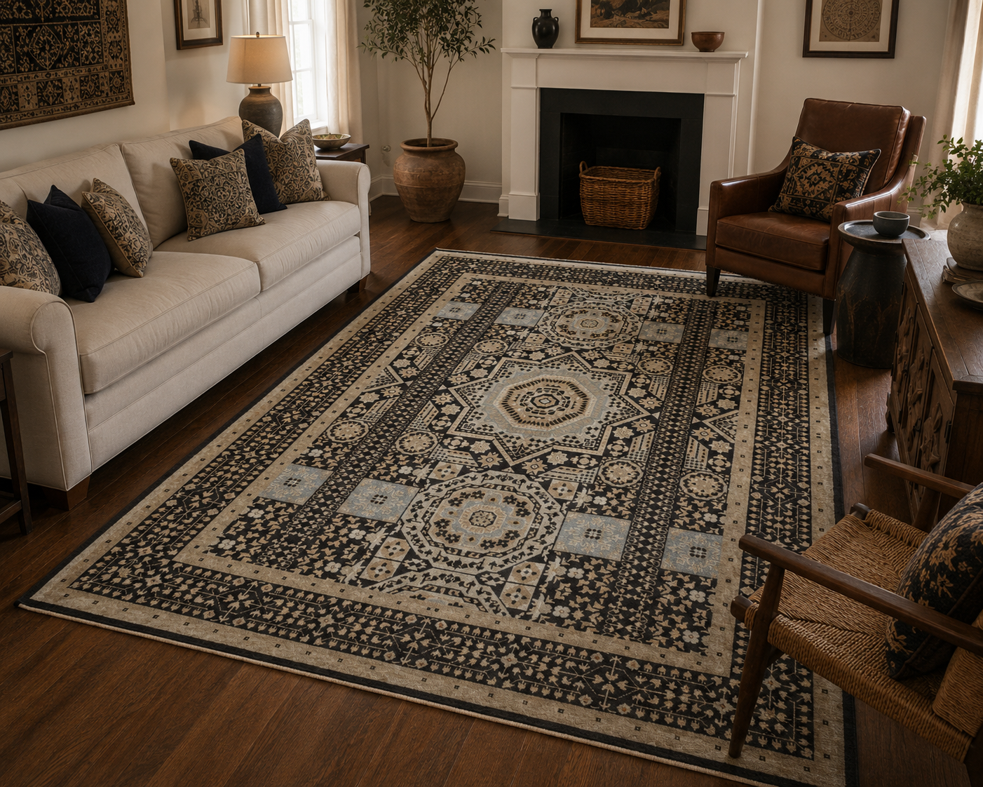 240 x 175 cm Hand-Knotted Chobi Mamluk Wool Rug