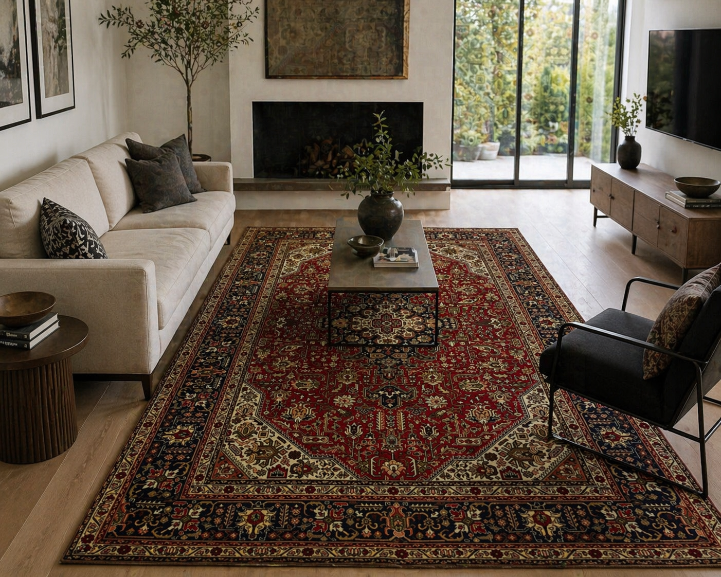 305 x 200 cm Hand-Knotted Persian Tabriz Geometric Rug
