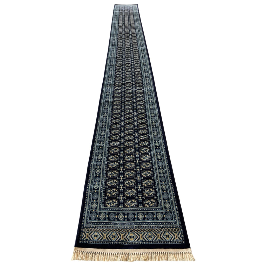 800 x 80cm Afghan Bokhara, Navy Runner Rug