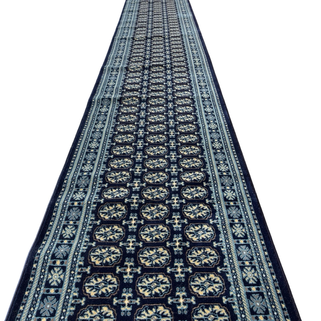 800 x 80cm Afghan Bokhara, Navy Runner Rug