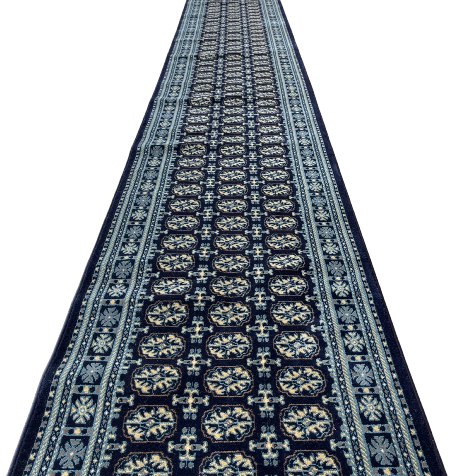 800 x 80cm Afghan Bokhara, Navy Runner Rug
