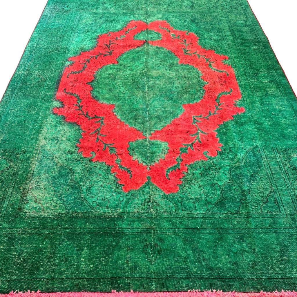 337 x 244 cm Hand-Knotted Tabriz Green Vintage Persian Rug