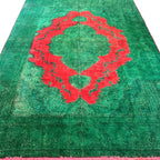 337 x 244 cm Hand-Knotted Tabriz Green Vintage Persian Rug