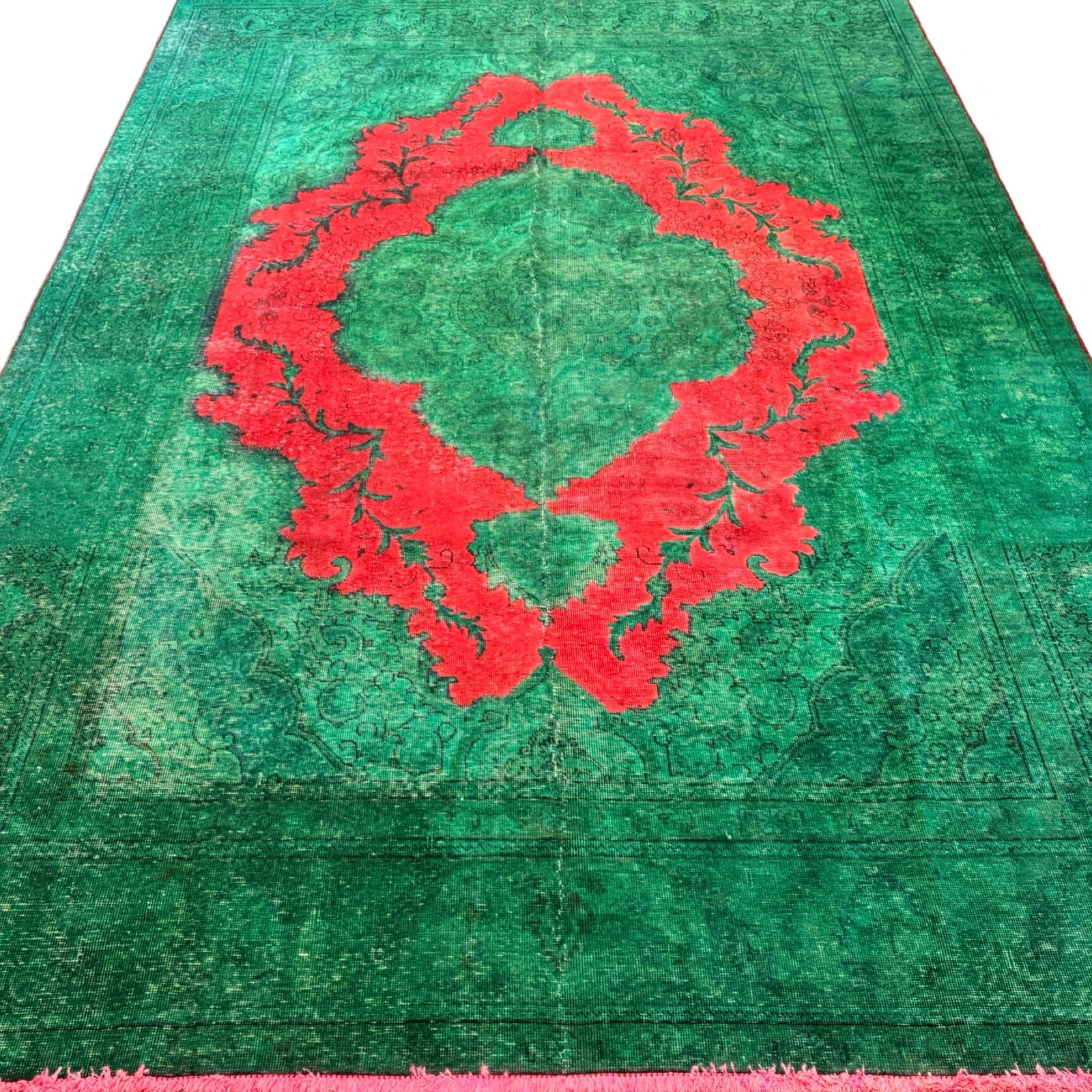 337 x 244 cm Hand-Knotted Tabriz Green Vintage Persian Rug