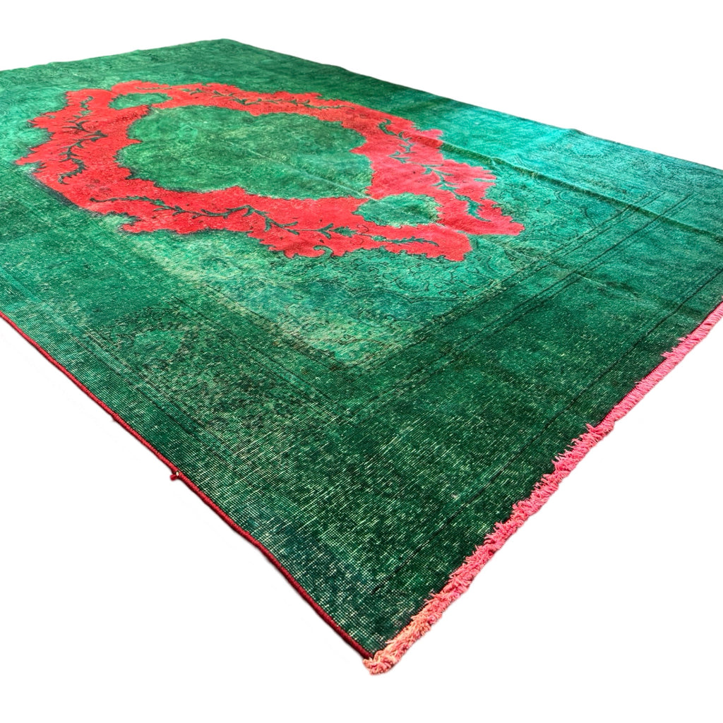 337 x 244 cm Hand-Knotted Tabriz Green Vintage Persian Rug
