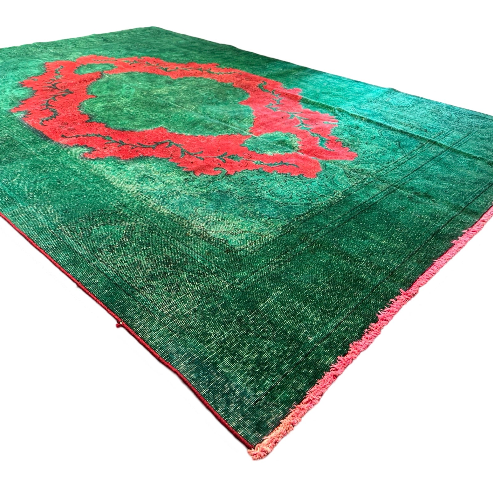 337 x 244 cm Hand-Knotted Tabriz Green Vintage Persian Rug