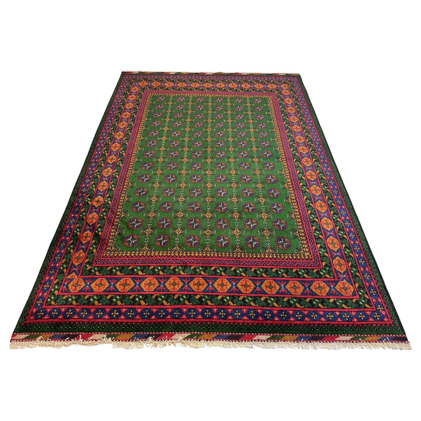 295 x 199 cm Hand-Knotted Afghan Akche Bokhara Geometric Rug