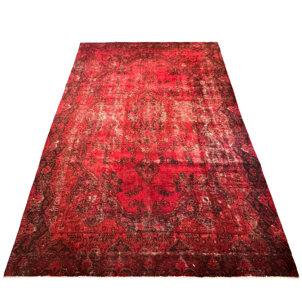 337 x 240 cm Hand-Knotted Red Vintage Persian Wool Rug