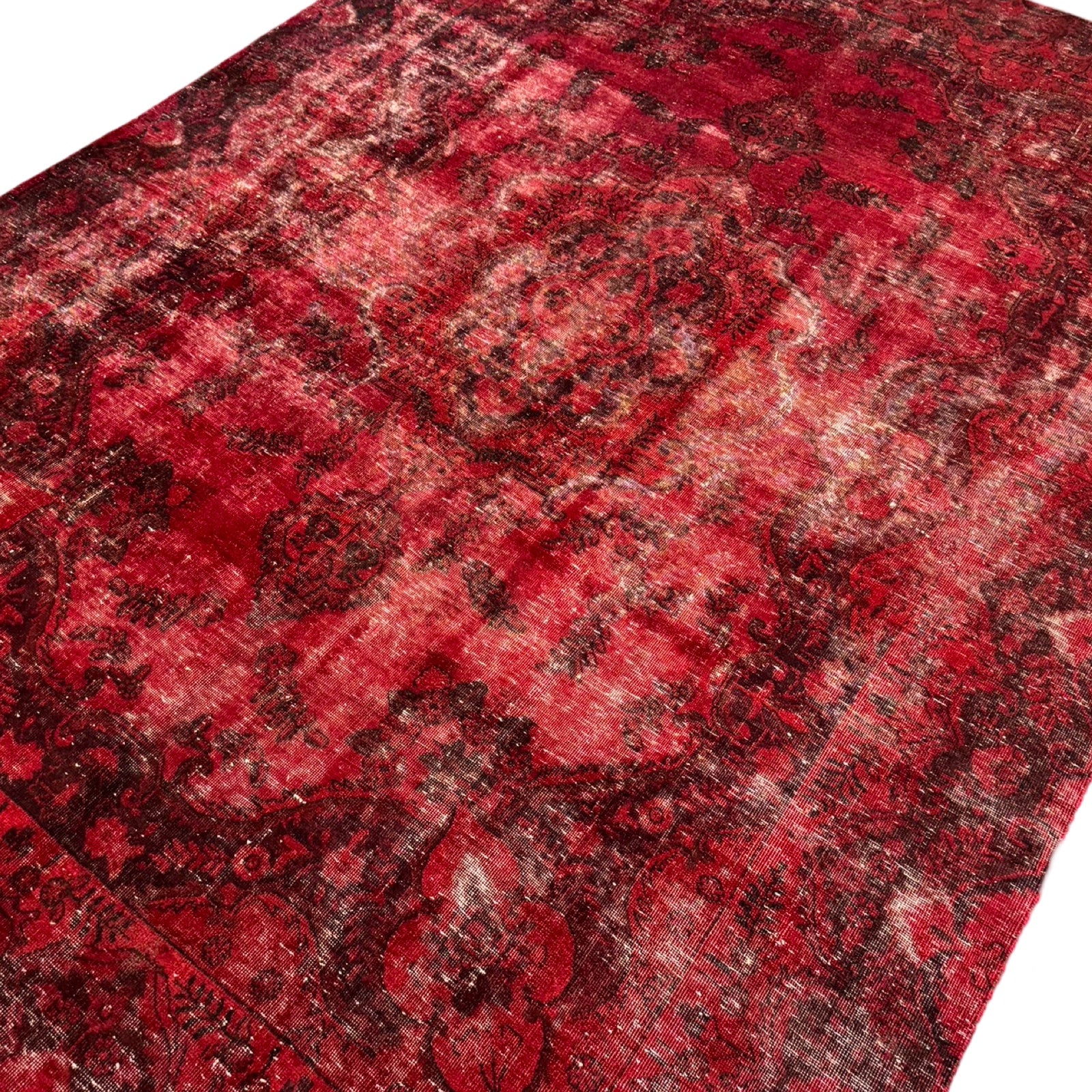 337 x 240 cm Hand-Knotted Red Vintage Persian Wool Rug