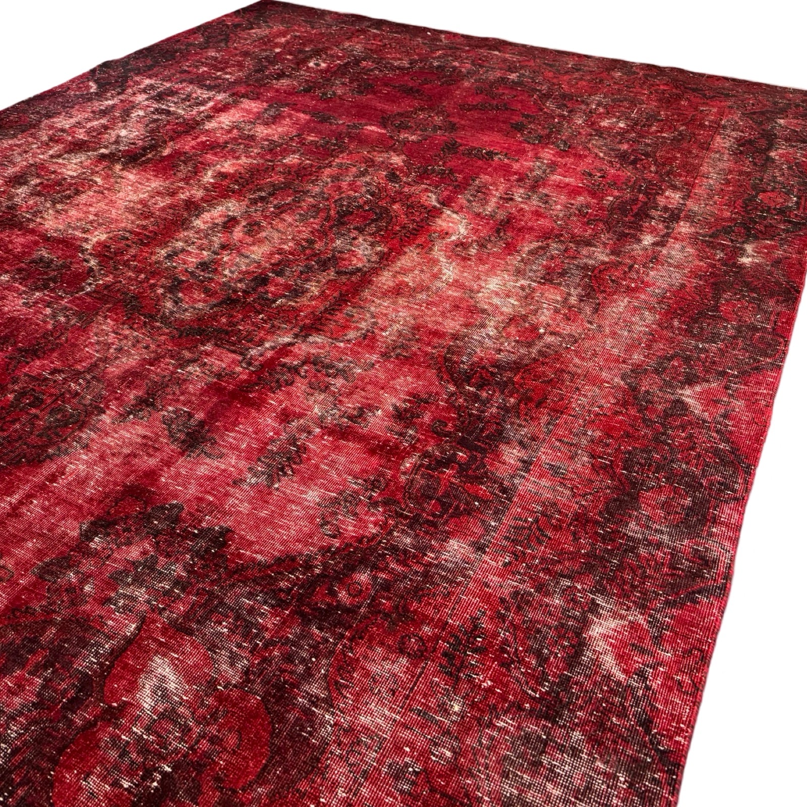 337 x 240 cm Hand-Knotted Red Vintage Persian Wool Rug