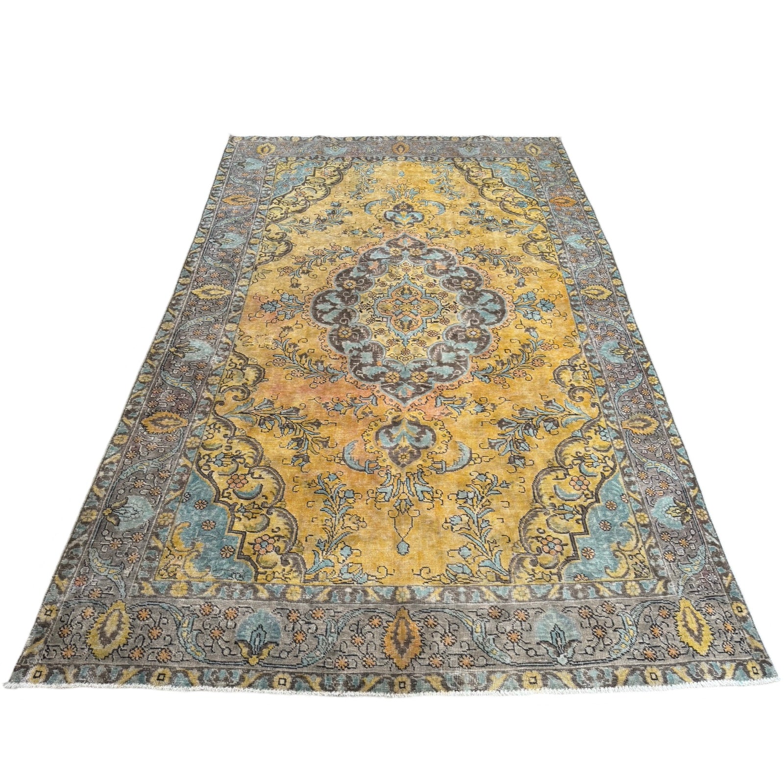 310 x 200 cm Hand-Knotted Tabriz Ultra Vintage Persian Wool Rug