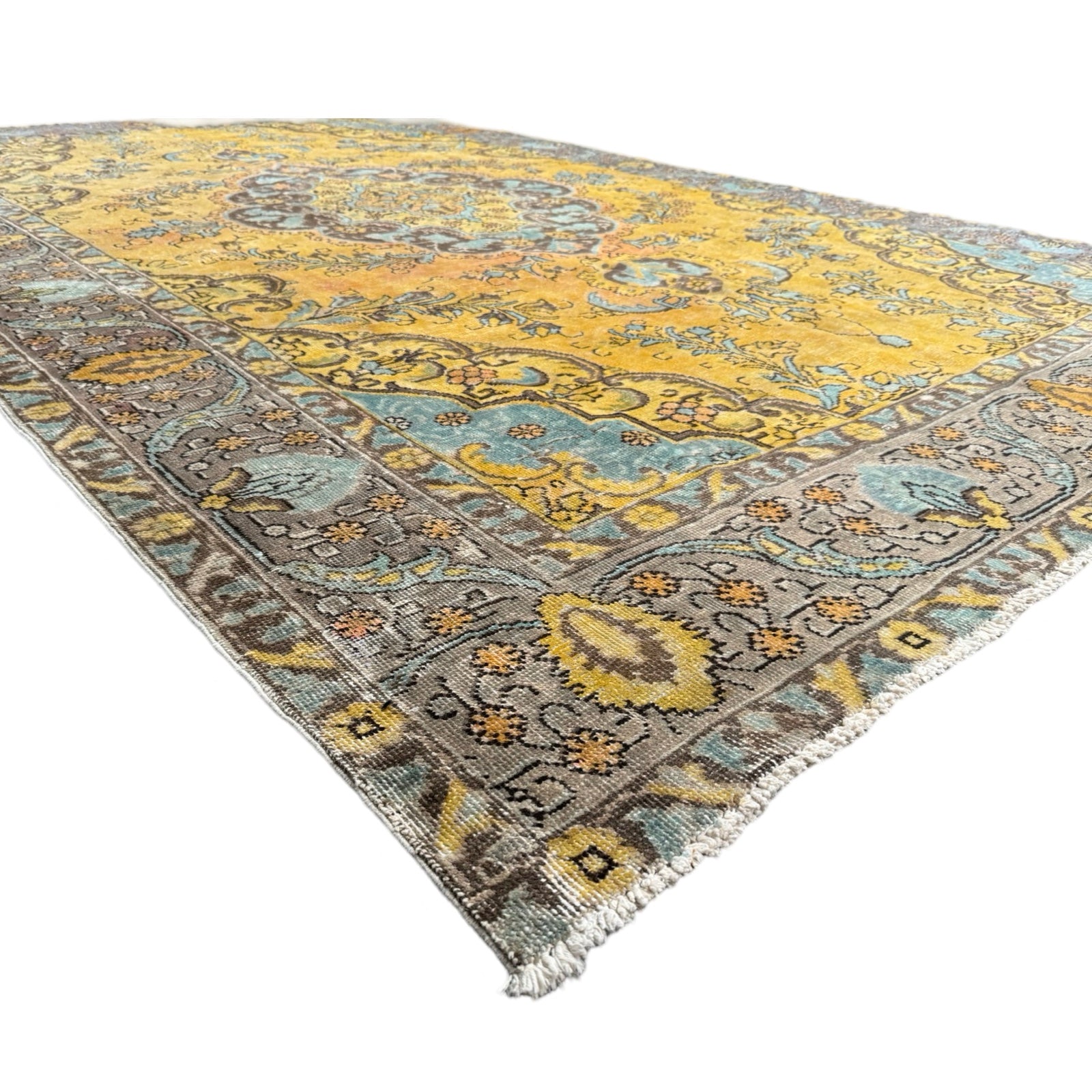 310 x 200 cm Hand-Knotted Tabriz Ultra Vintage Persian Wool Rug
