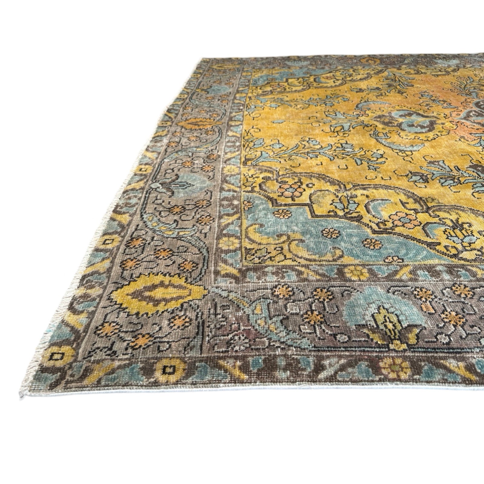 310 x 200 cm Hand-Knotted Tabriz Ultra Vintage Persian Wool Rug