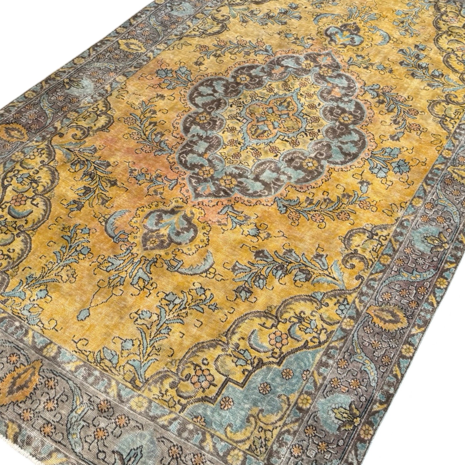 310 x 200 cm Hand-Knotted Tabriz Ultra Vintage Persian Wool Rug