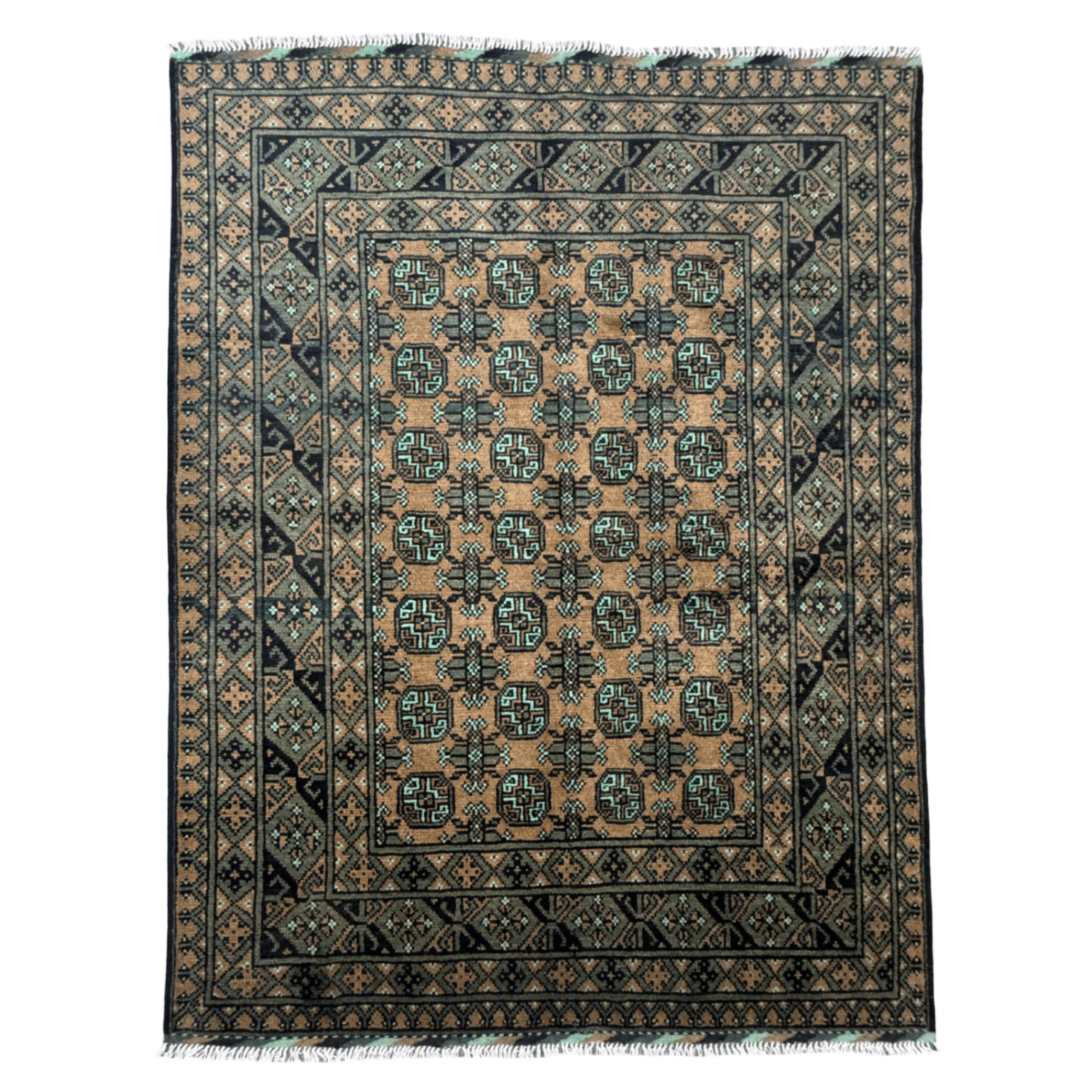 194 x 149 cm Hand-Knotted Afghan Bokhara Akche Rug