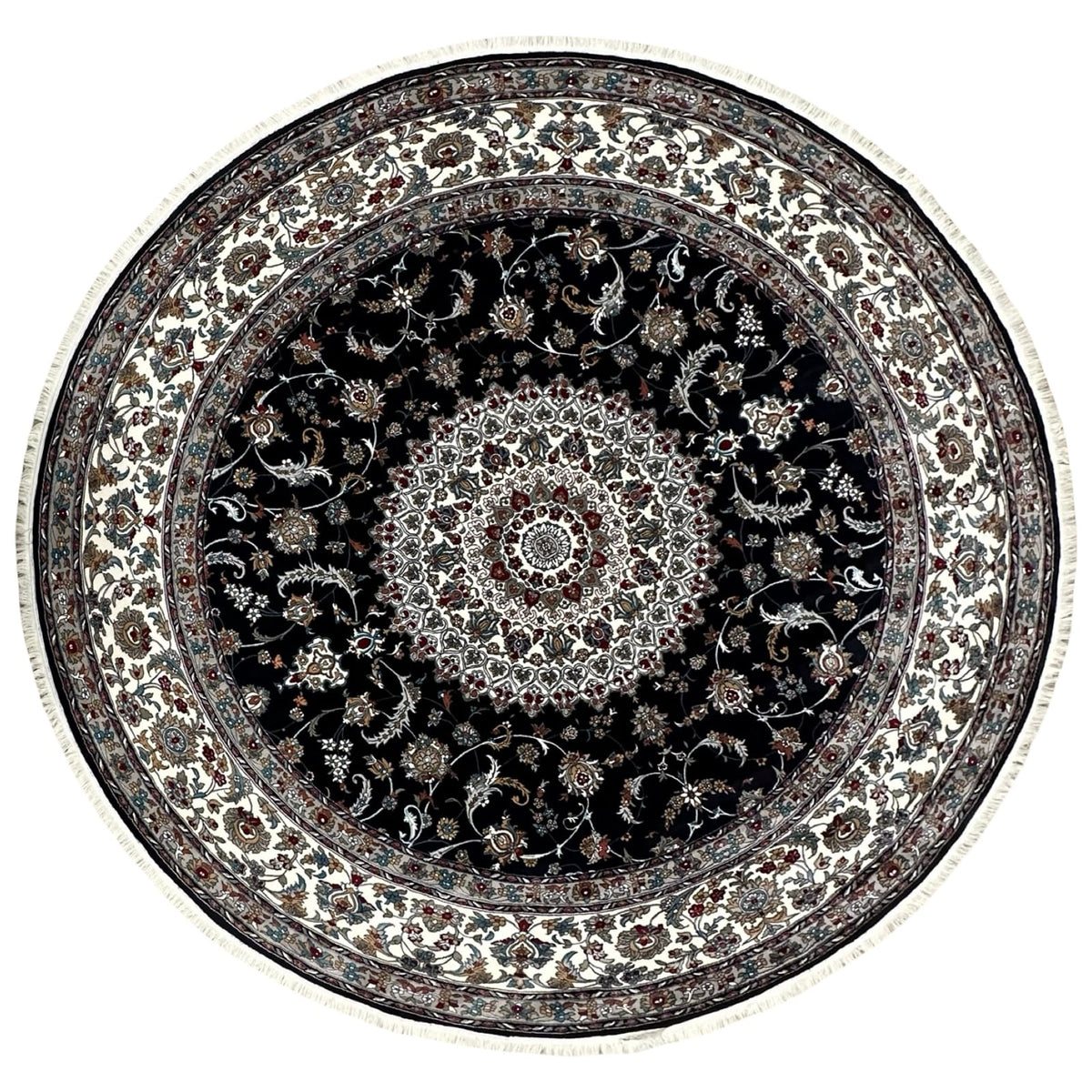 Kashan Collection Round Rug – Rosette Medallion Design
