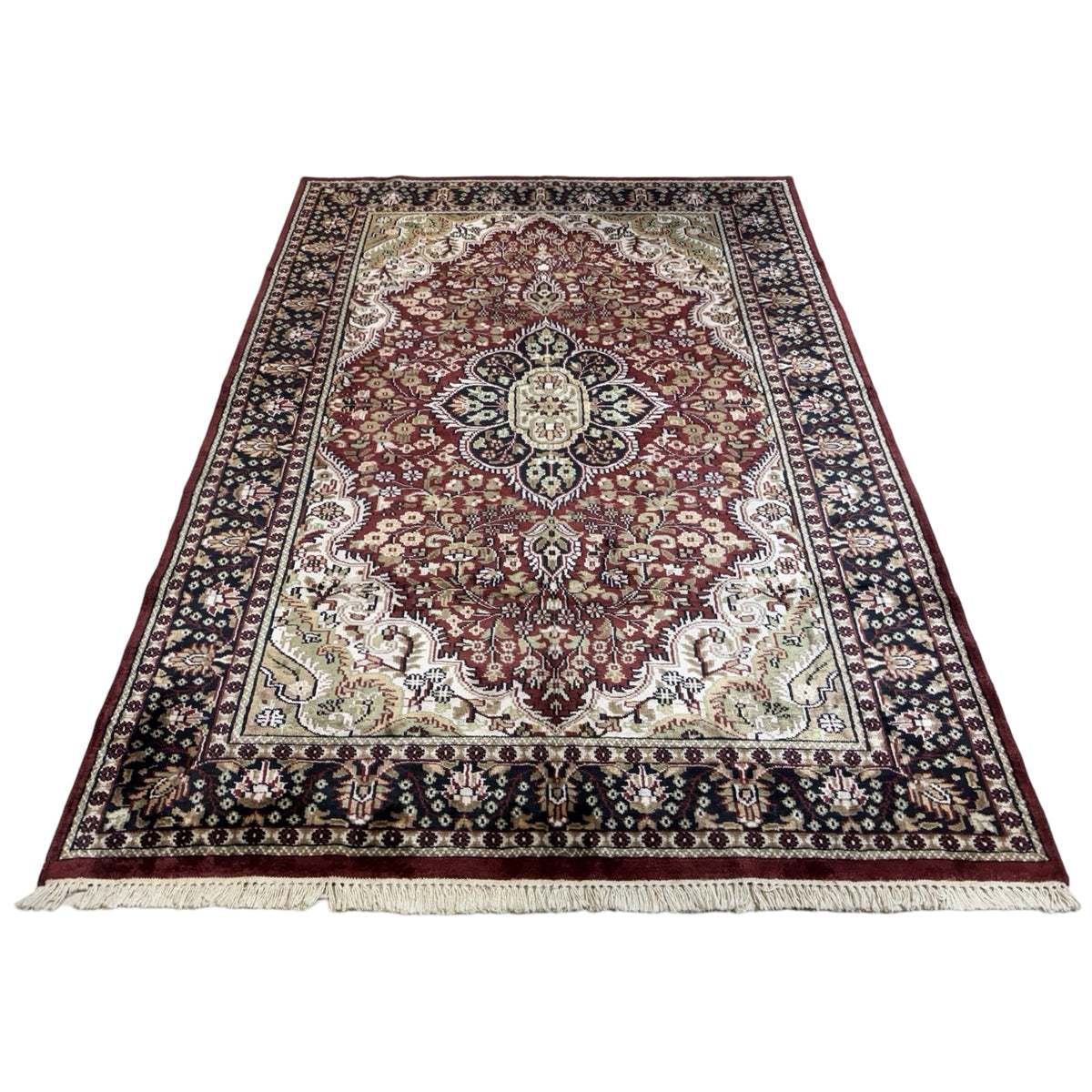 213 x 152 cm Hand Knotted Indian Silk Jaipur Oriental Rug