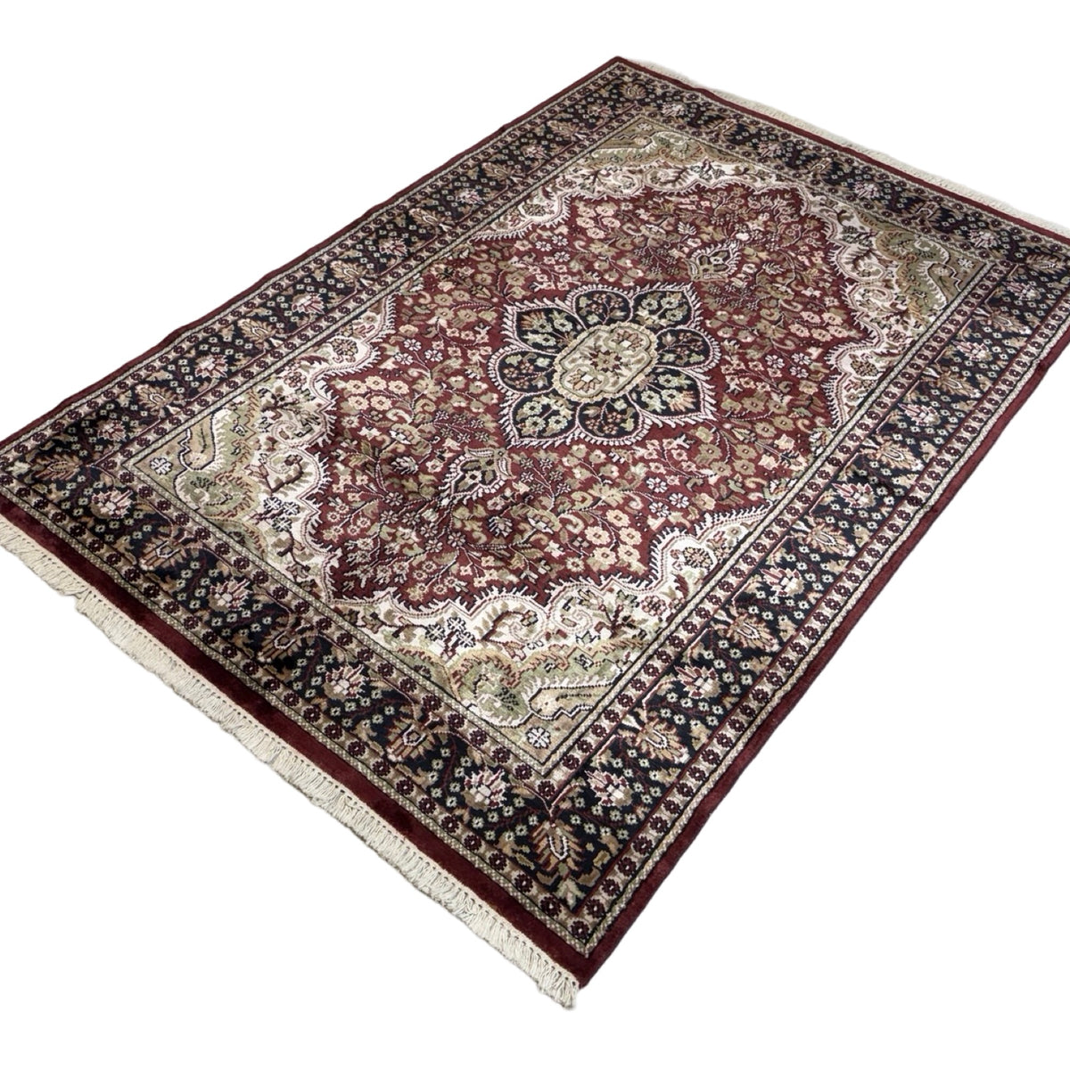 213 x 152 cm Hand Knotted Indian Silk Jaipur Oriental Rug
