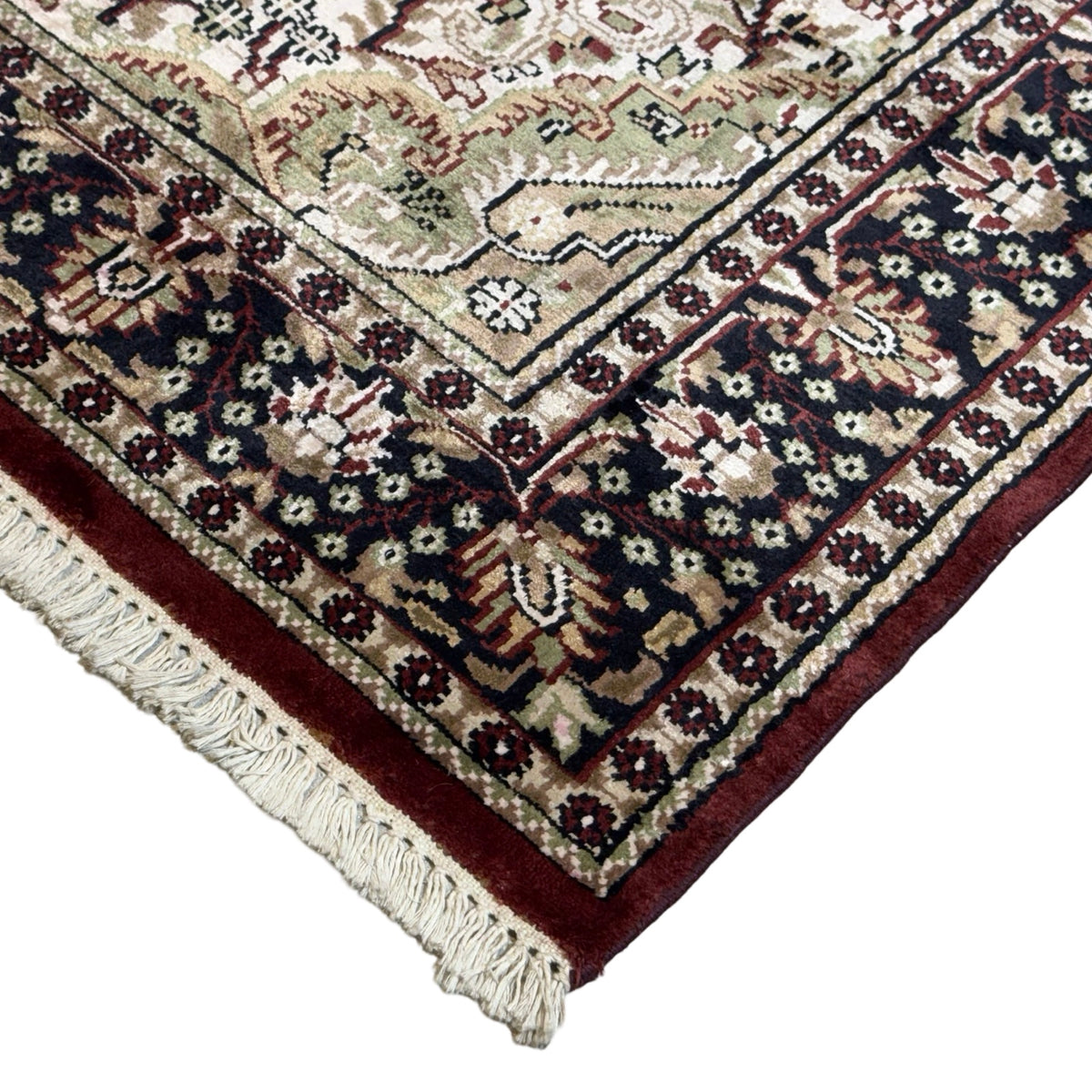 213 x 152 cm Hand Knotted Indian Silk Jaipur Oriental Rug