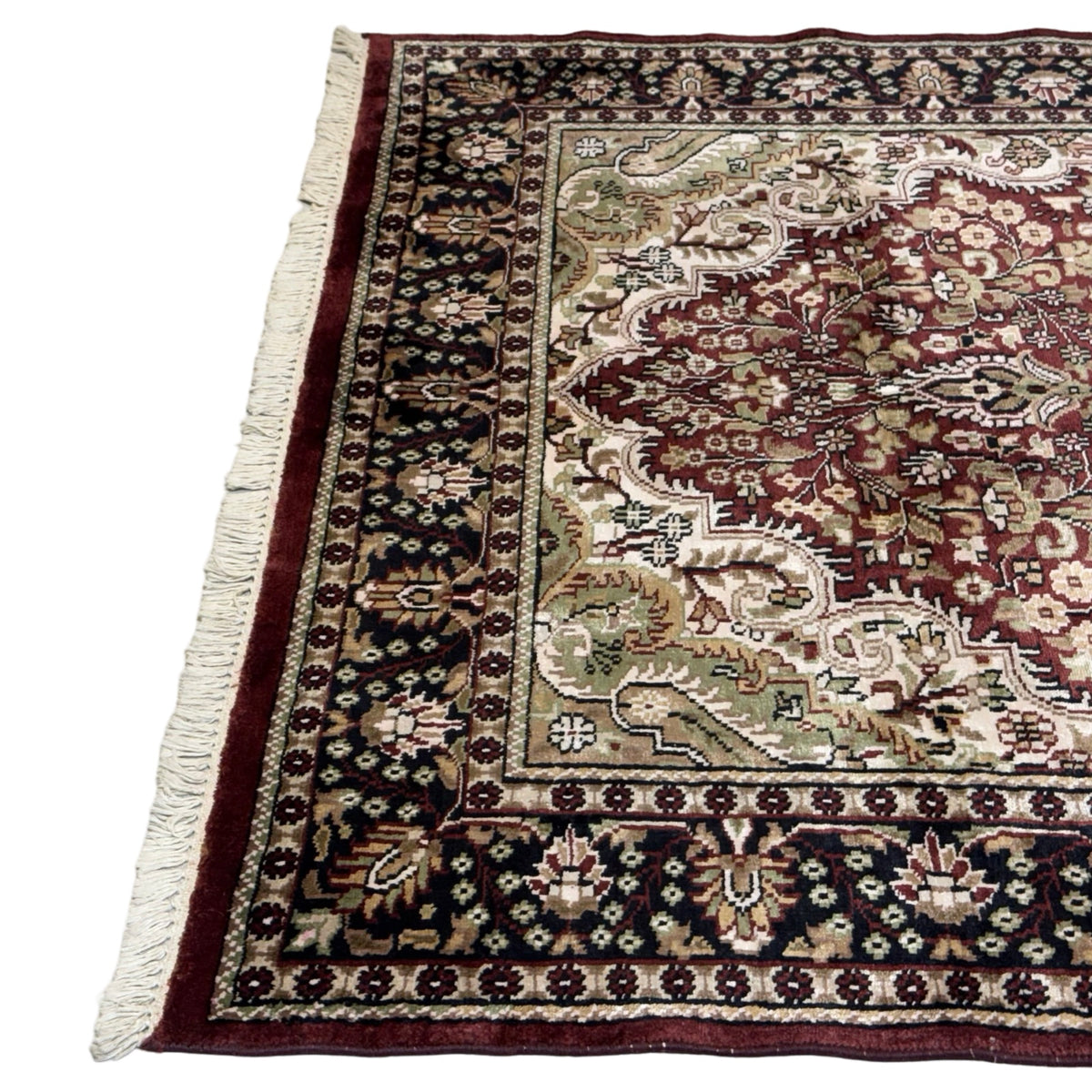 213 x 152 cm Hand Knotted Indian Silk Jaipur Oriental Rug