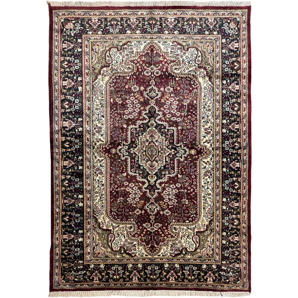 213 x 152 cm Hand Knotted Indian Silk Jaipur Oriental Rug