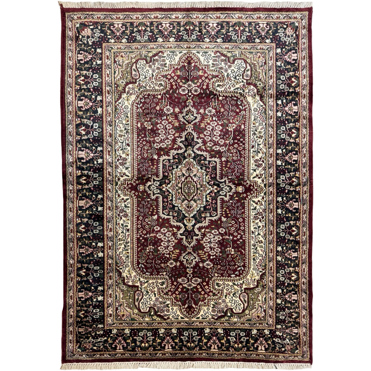 213 x 152 cm Hand Knotted Indian Silk Jaipur Oriental Rug