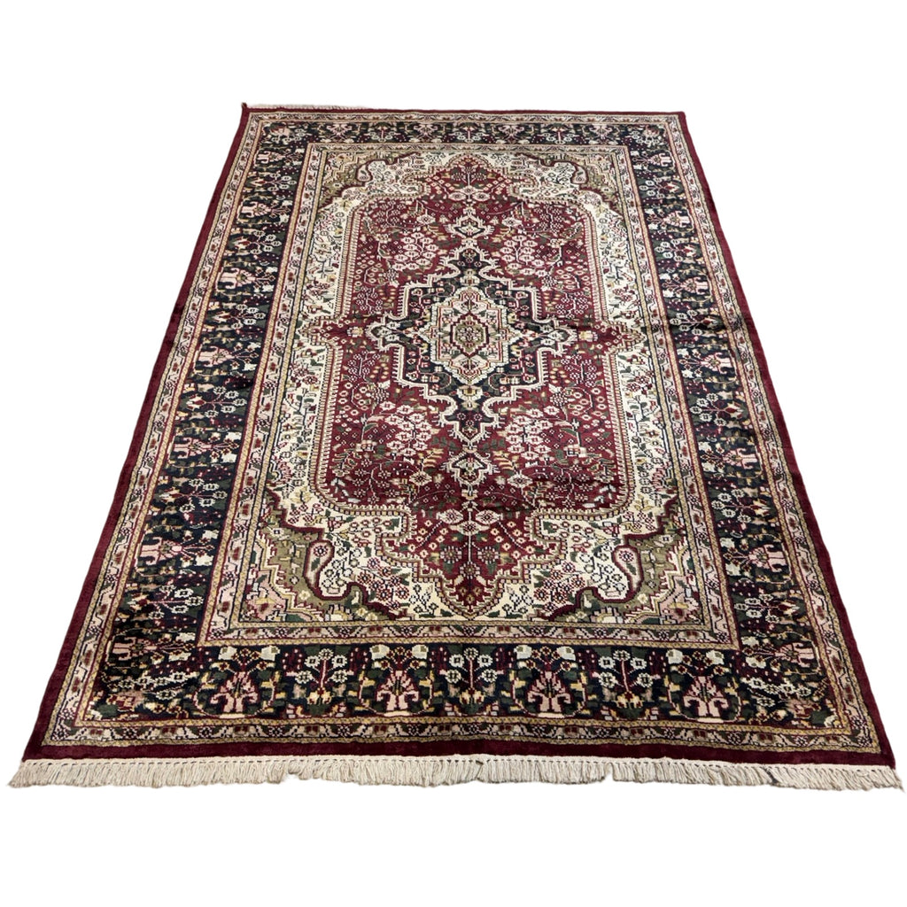 213 x 152 cm Hand Knotted Indian Silk Jaipur Oriental Rug