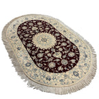 160 x 103 cm Hand Knotted Oval Persian Nain Nohla – Wool And Silk Rug