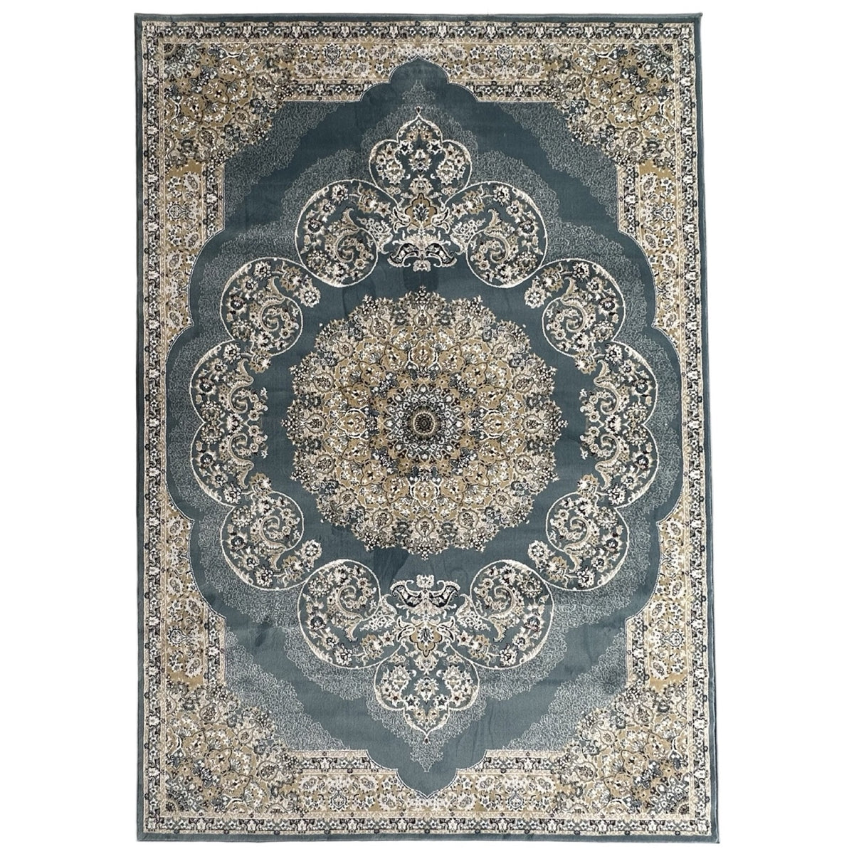 300 x 200 cm Turkish Machine Made Blue Isfahan Rug