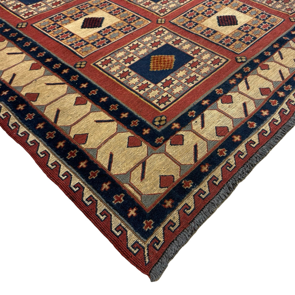 248 x 197 cm Hand Woven Tribal Afghan Kilim Sumak – Wool Rug