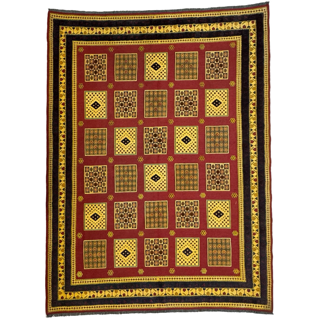 272 x 203 cm Hand-Woven Tribal Afghan Kilim Sumak – Wool Rug