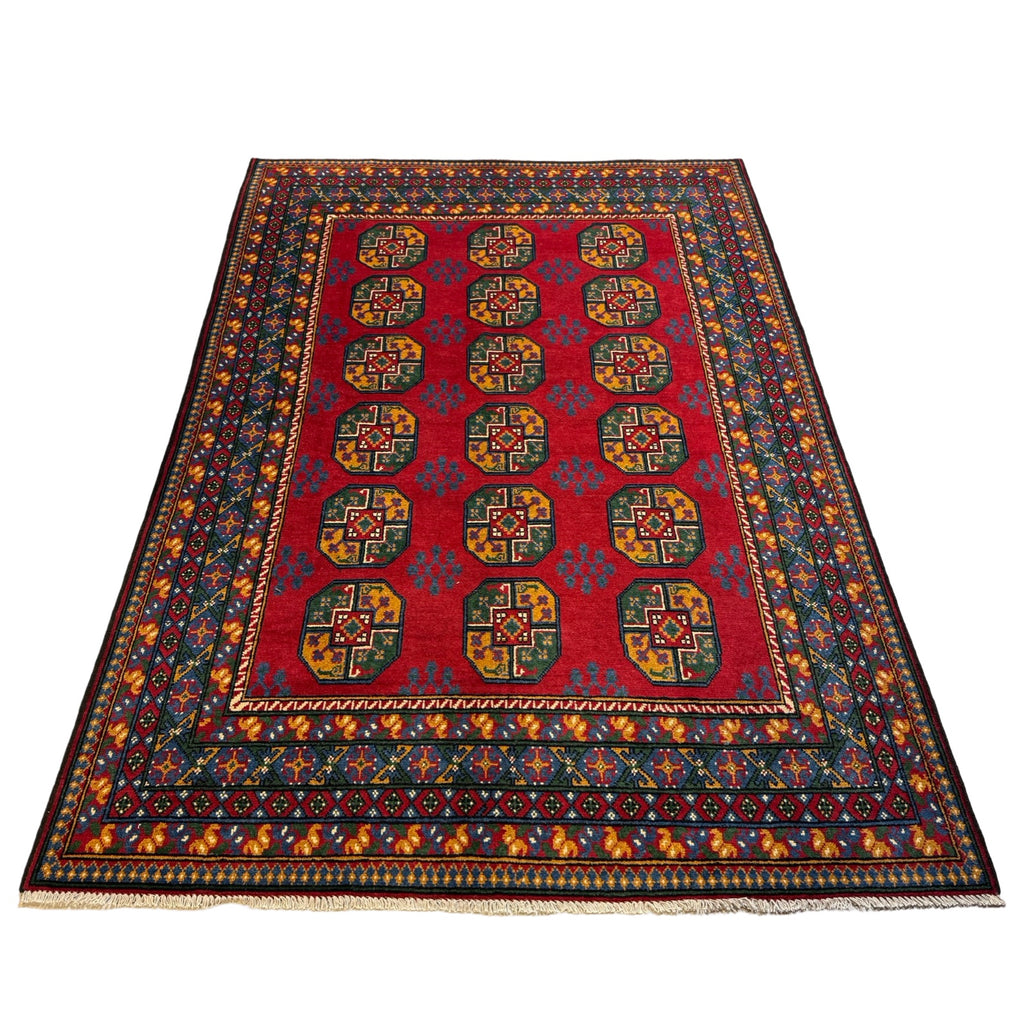 290 x 195 cm Hand-Knotted Afghan Akche Bokhara Geometric Rug