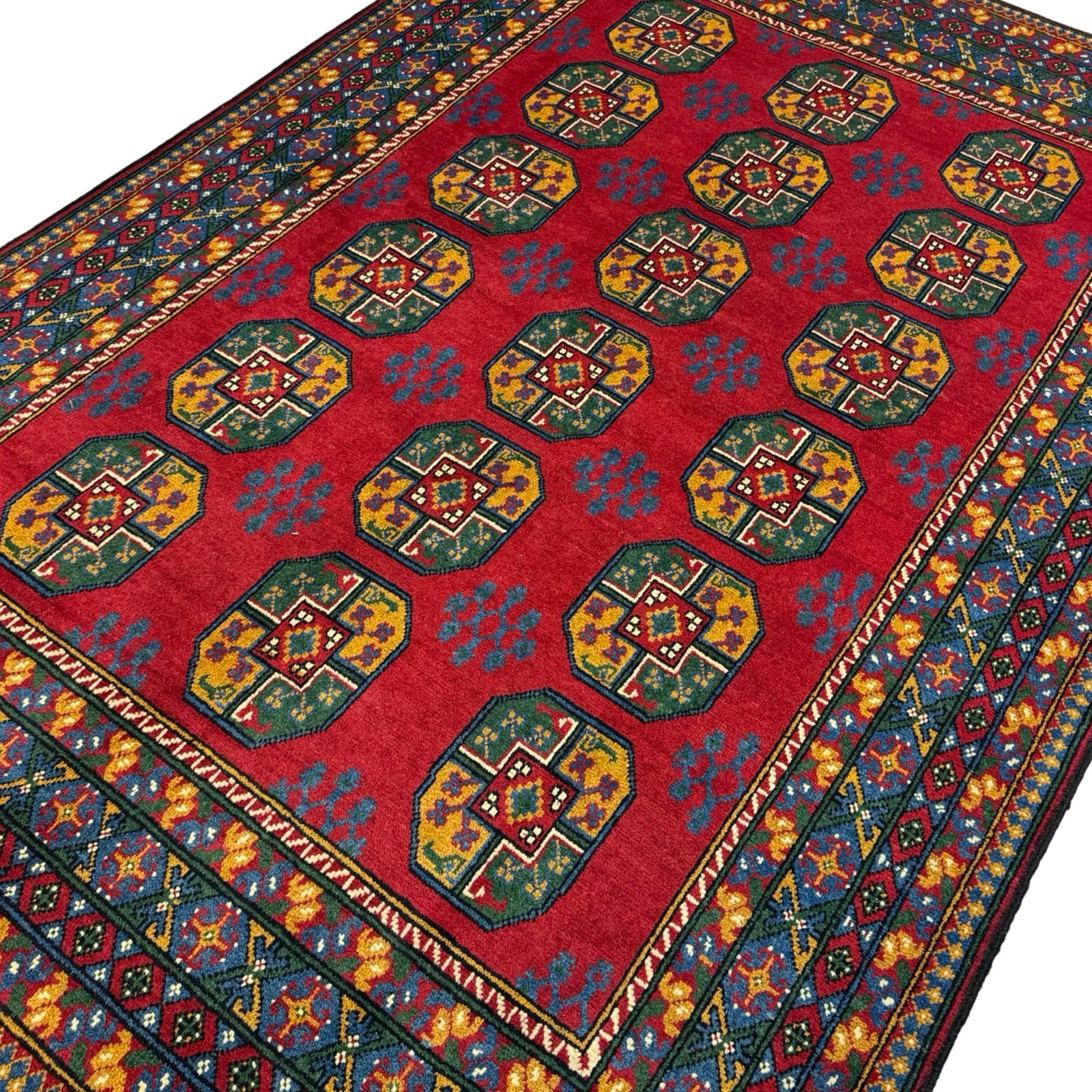 290 x 195 cm Hand-Knotted Afghan Akche Bokhara Geometric Rug