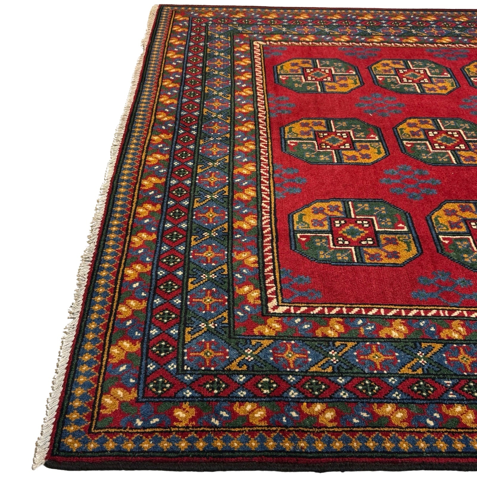 290 x 195 cm Hand-Knotted Afghan Akche Bokhara Geometric Rug