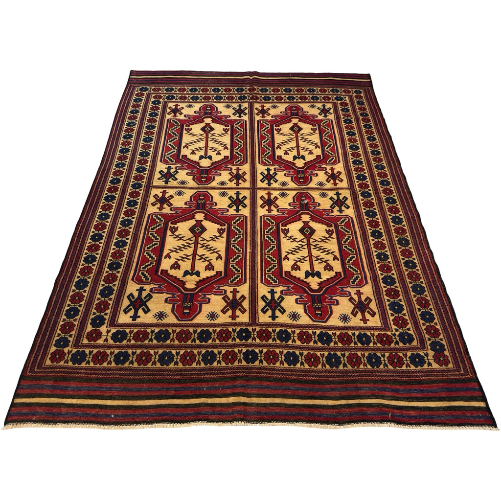 287 x 194 cm Kilim-Barjesta with Four Tree-of-Life Panels – Hand Woven Wool Rug