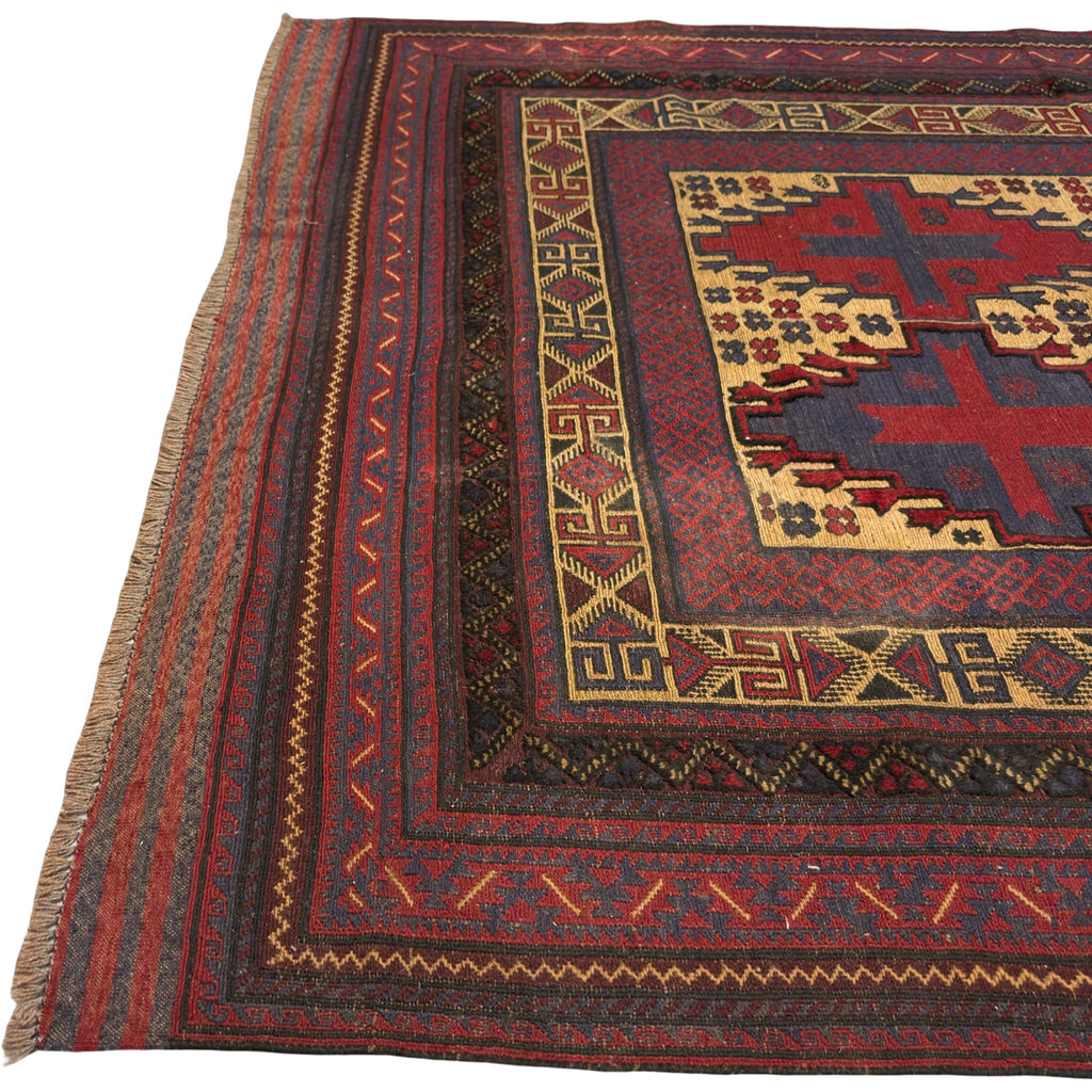 300 x 200 cm Tribal Kilim-Barjesta with Four Stepped Medallions – Hand Woven Wool Rug