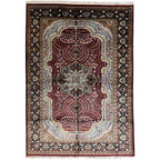 216 x 153 cm Hand Knotted Indian Silk Jaipur Oriental Rug