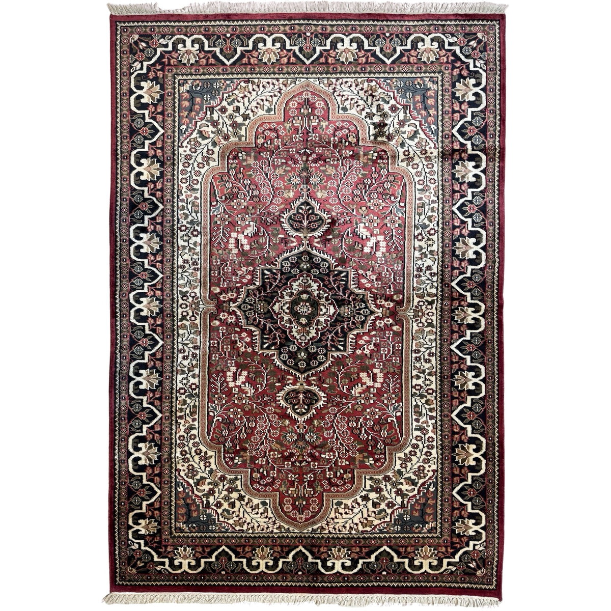 214 x 143 cm Hand Knotted Indian Silk Jaipur Oriental Rug