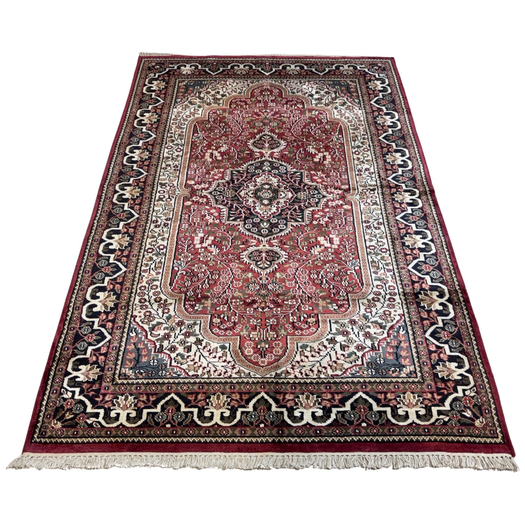 214 x 143 cm Hand Knotted Indian Silk Jaipur Oriental Rug
