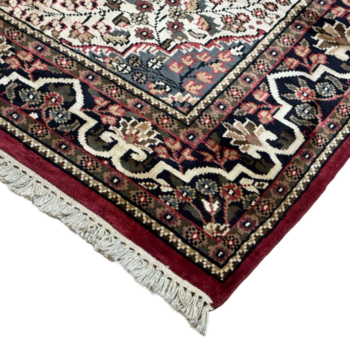 214 x 143 cm Hand Knotted Indian Silk Jaipur Oriental Rug