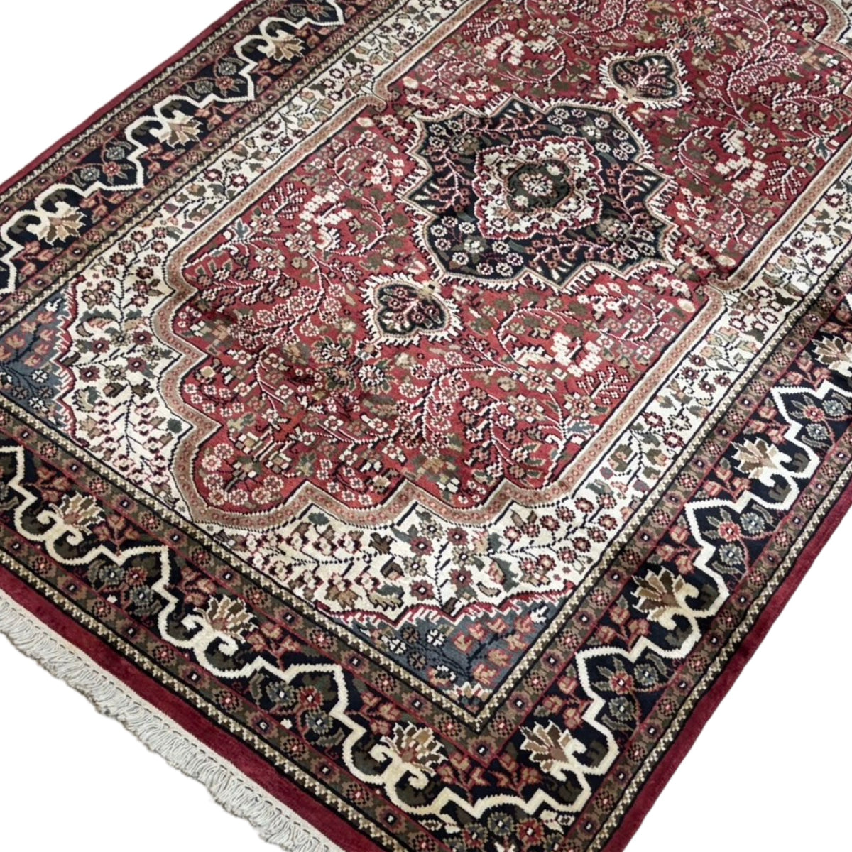 214 x 143 cm Hand Knotted Indian Silk Jaipur Oriental Rug