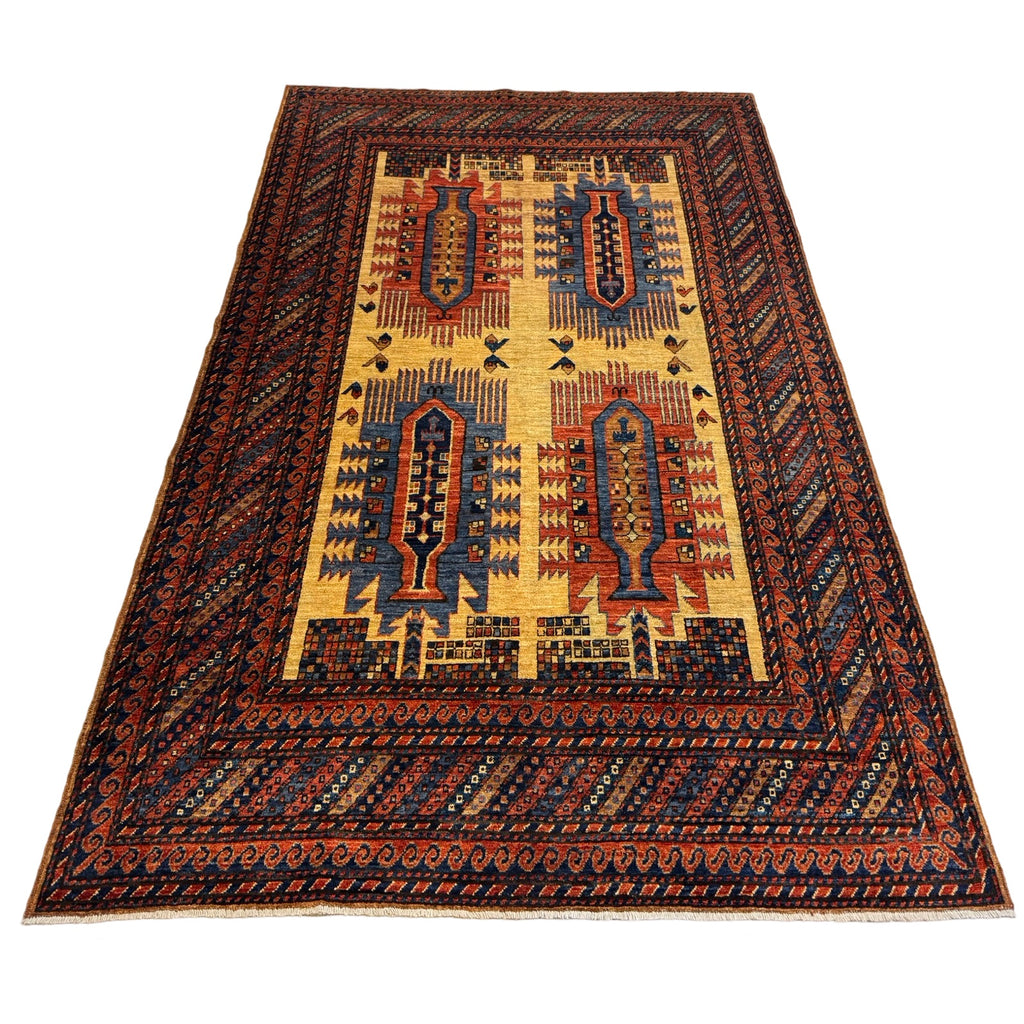 285 x 172 cm Hand-Knotted Afghan Turkmen Tribal Rug