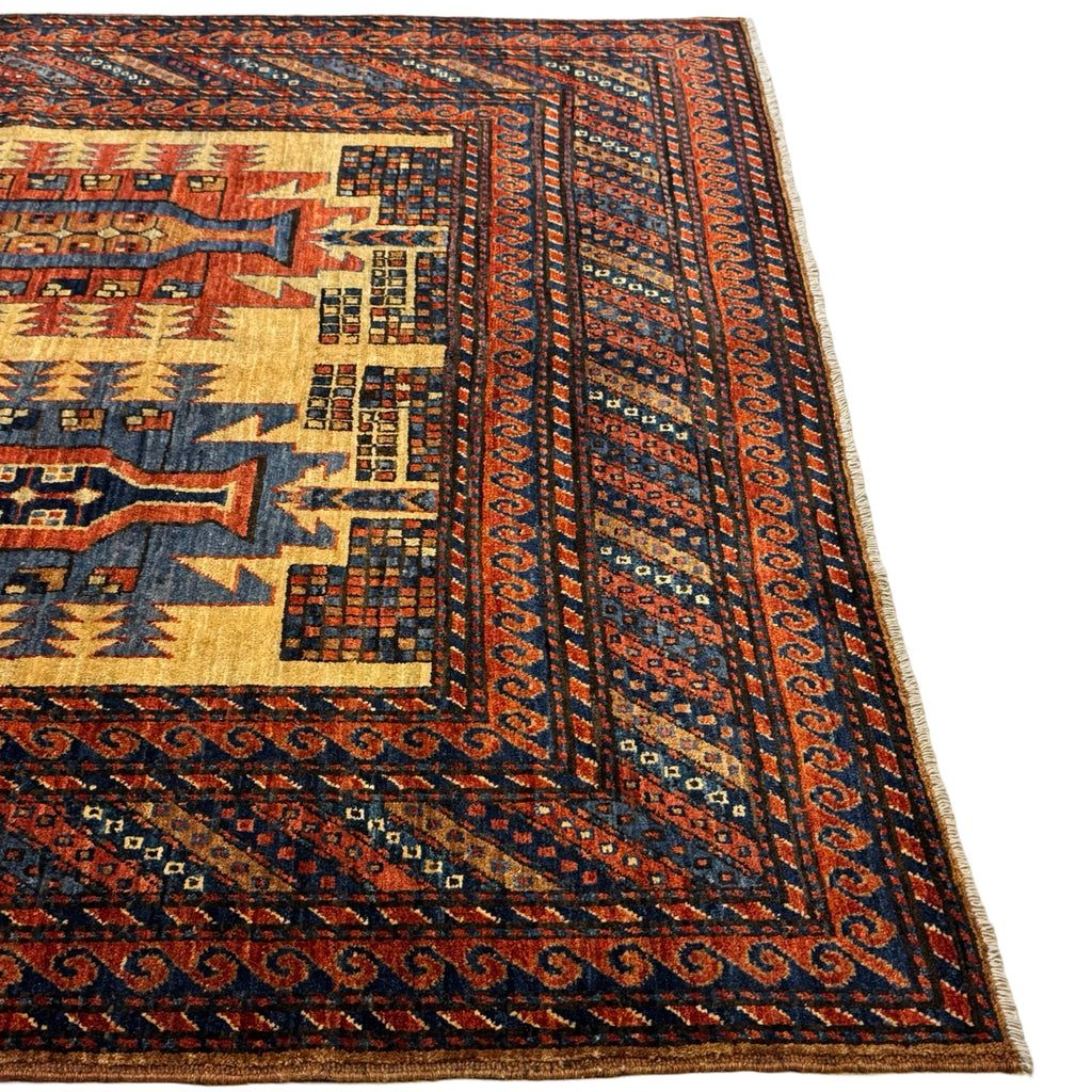 285 x 172 cm Hand-Knotted Afghan Turkmen Tribal Rug