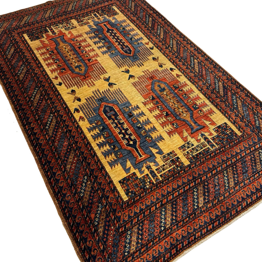 285 x 172 cm Hand-Knotted Afghan Turkmen Tribal Rug