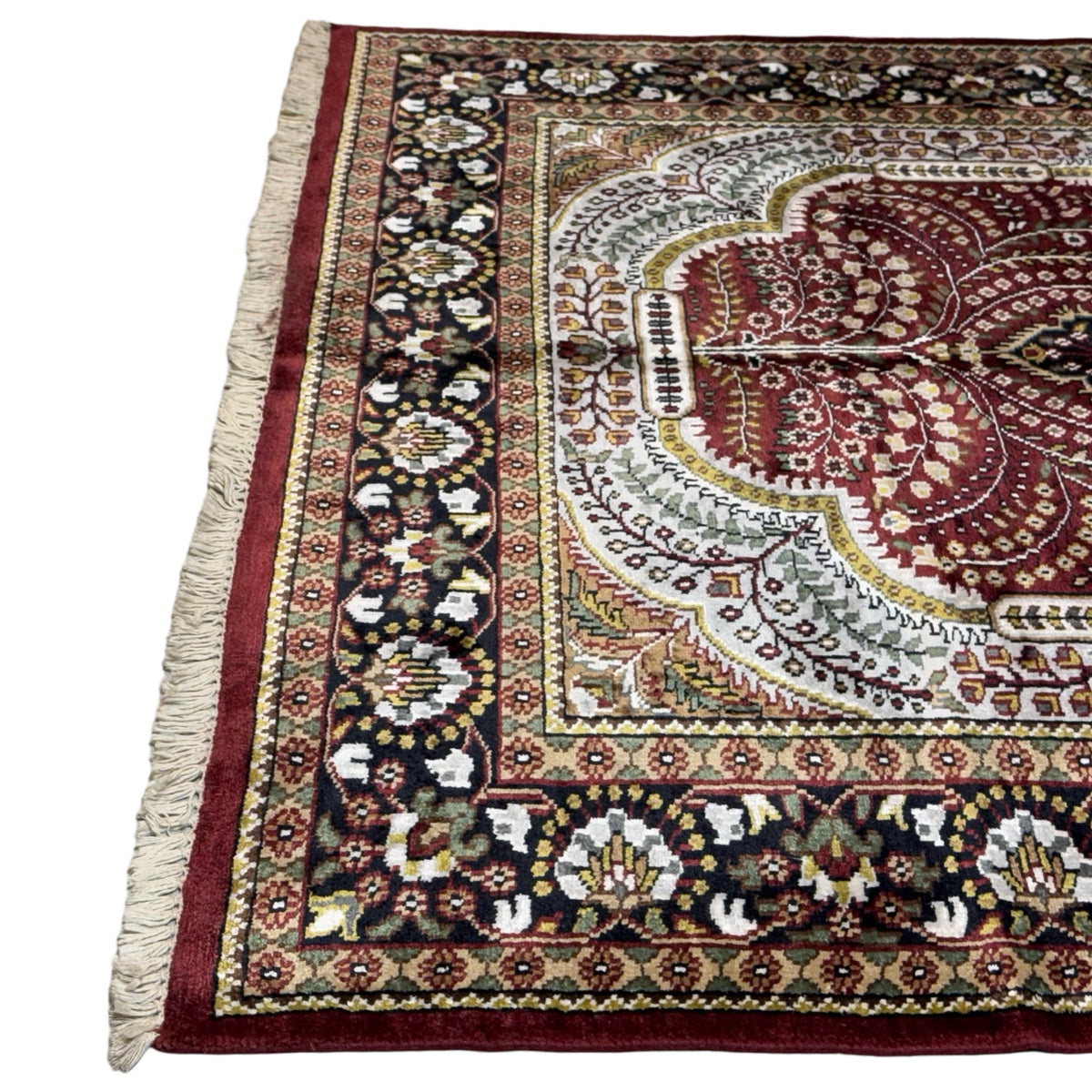 213 x 152 cm Hand Knotted Indian Silk Jaipur Oriental Rug
