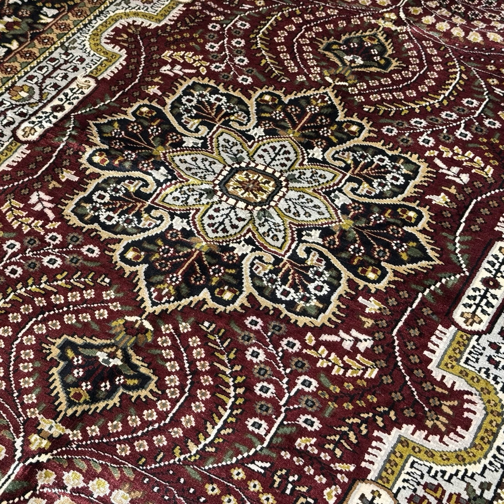 216 x 153 cm Hand Knotted Indian Silk Jaipur Oriental Rug