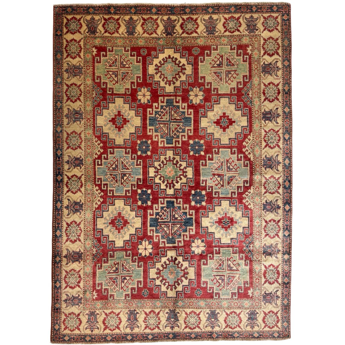 268 x 191 cm Hand Knotted Afghan Kazak Wool Rug