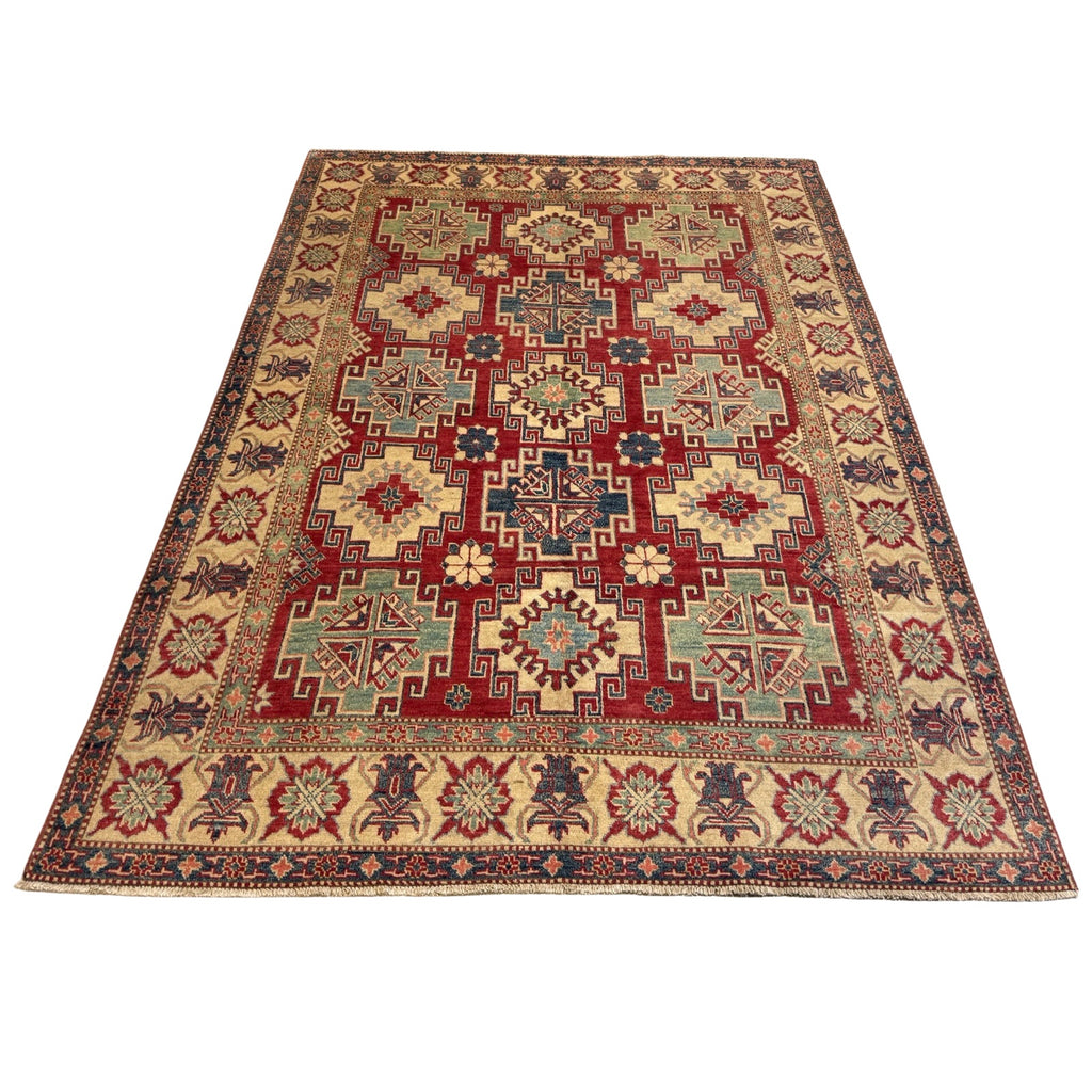 268 x 191 cm Hand Knotted Afghan Kazak Wool Rug