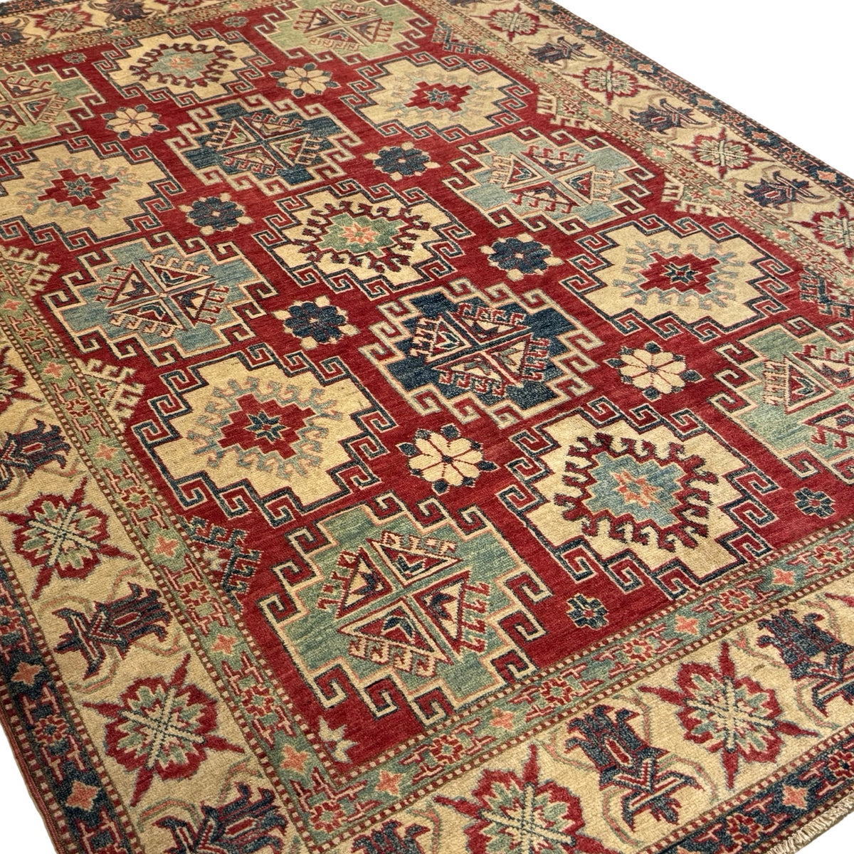 268 x 191 cm Hand Knotted Afghan Kazak Wool Rug